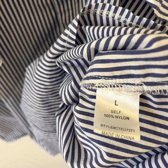 Elodie Stripe Blue & White Off The Shoulder Top - Large - Picture 7 of 9